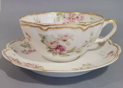 Buy Haviland Schleiger 39E Cup & Saucer Blue Yellow Rose Double Gold Cup D • 49.39£