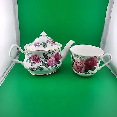 Buy  Roy Kirkham English Rose Fine Bone China Teapot With Lid  (1992) • 28.01£