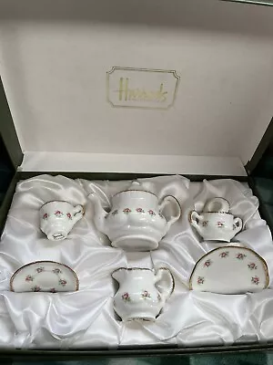Buy Boxed HARRODS Miniature BONE CHINA TEA SERVICE TEAPOT MILK SUGAR CUP & SAUCER • 22.49£