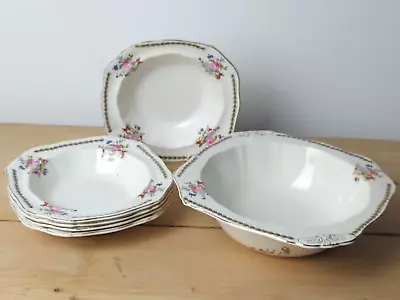 Buy Vintage Alfred Meakin Harmony Large Serving Bowl And 5 Bowls USA Ref 78288 1930s • 24£