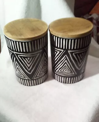 Buy Two Vintage Canisters By Inter Chameleon Products HD Designs Tribal Look • 9.32£