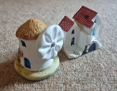 Buy Collectable Miniature Greek Pottery House & Windmill - Hand Made Ceramik Ceramic • 8.99£