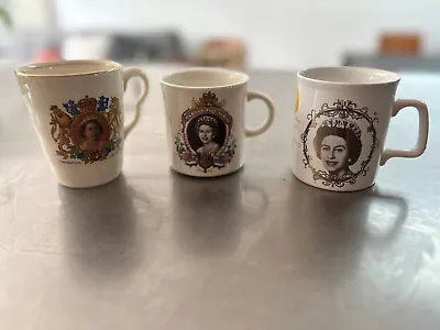 Buy 3 X Pottery Queen Elizabeth II Mugs In Very Good Condition • 10£