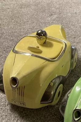 Buy SADLER Rare 1950s Art Deco  Yellow Pottery RACING CAR TEAPOT • 30£