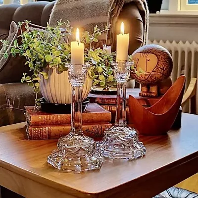 Buy Rare Vinatge Romantic Style Pressed Glass Candlesticks Candle Holder Set 7.2in • 138.86£