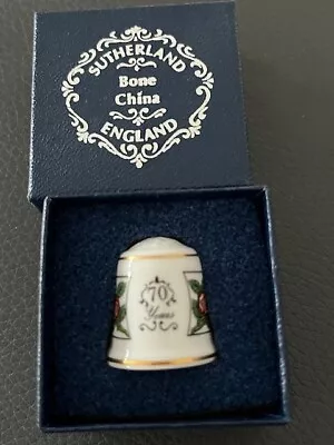 Buy Vintage Sutherland Fine Bone China Thimble To Celebrate HM Queen 70th Birthday • 4£