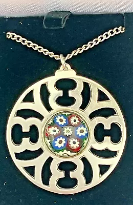 Buy Caithness Glass Hallmarked Silver Jewellery Pendant, Necklace And Chain 1976 • 35£