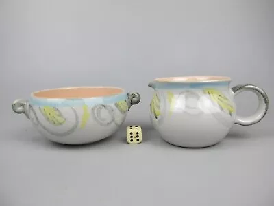 Buy Denby Milk Jug,  Sugar Bowl.  Peasant Ware  Pottery Tea Set. Blue Swirl. Creamer • 9.99£