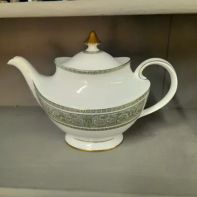 Buy Large Royal Doulton English Renaissance Bone China Green White & Gold Teapot  • 187£