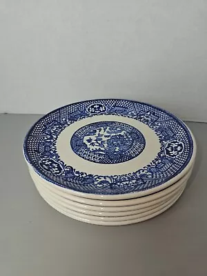 Buy Set Of 6 Unmarked Blue Willow 6  Plates • 27.96£
