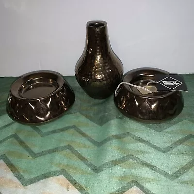 Buy Prinknash Candle Holder Set Of 2  & Small Vase Pottery Made In England • 13.97£