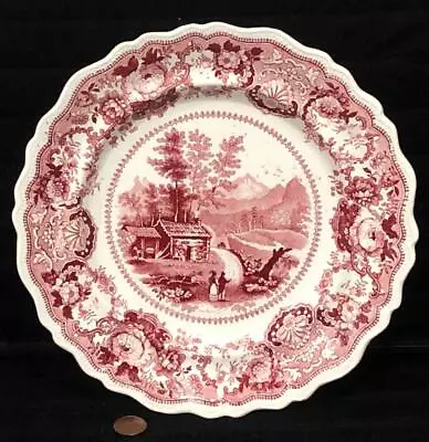 Buy Historical Staffordshire Red Transfer Plate, VIEW NEAR CONWAY NH., ADAMS • 23.33£