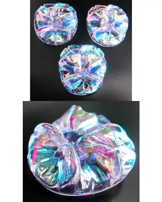 Buy 3 Czech Crystal Glass Buttons #P263 - 24 Mm Or Almost 1  - PANSY WOW!! WOW!!! • 10.24£