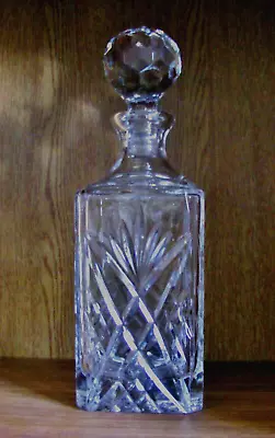 Buy 1950's CUT GLASS CRYSTAL SQUARE WHISKY DECANTER WITH STOPPER • 20£