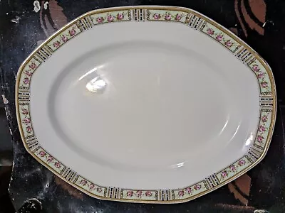 Buy W H Grindley GR12 England 12.5  Serving Platter Floral Black Gold Trim PRISTINE! • 35.41£