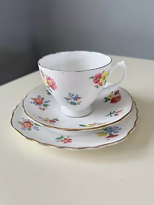 Buy Vintage Royal Vale Bone China Floral Trip Tea Cup, Saucer Cake Plate • 7.50£