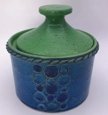 Buy Vintage Bitossi Rimini Blu Storage Pot & Lid, Rare Design, Made In Italy Ceramic • 95£