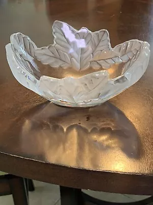 Buy Lalique France Crystal Compiegne Jardinerie Frosted Oak Leaf Bowl; Signed • 256.73£