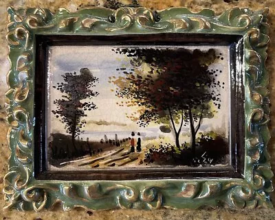 Buy Old Small Italian Ceramic Painting & Frame Signed 5.5x7” Italian Landscape Art • 22.83£