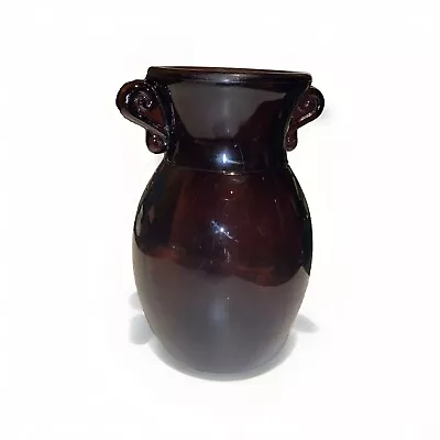 Buy Tiffin Black Amethyst Glass 6  Handled Grecian Urn Vase W/ Matte Pinstripe  • 41.94£