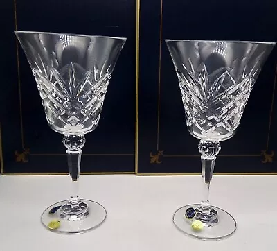 Buy Pair Wine Glass Elegant Long Stem Bohemia Crystal Label Flared Tall 17cm Vintage • 8£