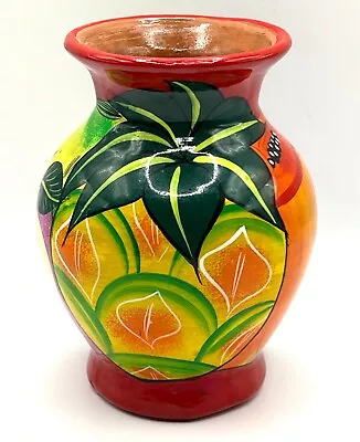 Buy Mexican Folk Art Talavera Hand Painted Colorful Fruits Small Pottery Vase 5 In • 16.77£