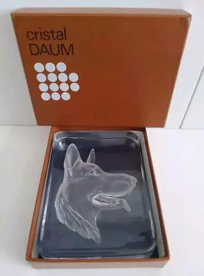 Buy Daum France Cristal Crystal Etched Engraved Dog Head German Shepherd Signed  • 31.99£