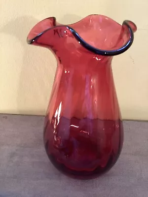 Buy Dartington Art Glass Cranberry Red Fluted Ripple Top Vase V&a • 12£