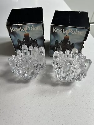 Buy Pair Of Vintage Kosta Boda Polar Sweden Full Lead Crystal Candle Holder • 59£