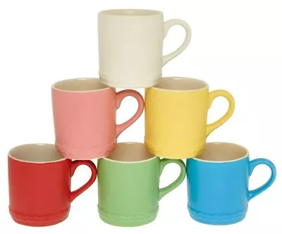 Buy Set Of 6 Coloured Mugs Handmade Stoneware Multi Coloured Coffee Mugs 300ml • 12.99£