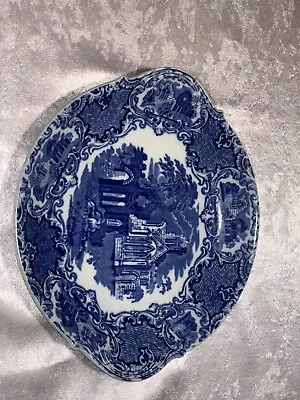 Buy Vintage George Jones & Sons ABBEY 1790 Blue White Cake Plate 10 X 9.5  • 9.99£