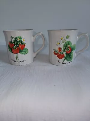Buy Vintage Strawberry Sunnycraft Coffee Mugs 21129 Stoneware  Set Of 2  • 14.91£