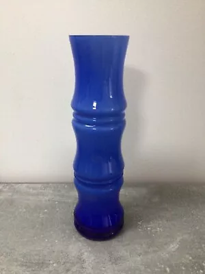 Buy Vintage 1970s Blue Cased Glass Bamboo Vase • 25£
