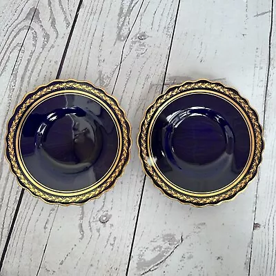 Buy 2 Aynsley Demitasse Saucer ONLY Cobalt Blue Gold Scalloped Edge Tea Coffee Cup • 20£