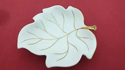 Buy Sml Handpainted Carltonware Leaf Shape Trinket Dish - Cream With Gold Leaf Veins • 2.99£