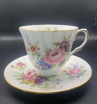 Buy Vintage Duchess Fine Bone China Teacup & Saucer Pink Roses Gold Gilt Detail • 16.31£