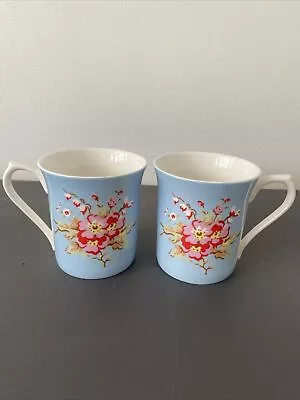 Buy 2 X Cath Kidston Mugs By Queens Blue Floral Bone China 8cms H • 13.99£
