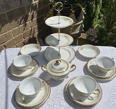 Buy Lovely Royal Embassy China Tea Set,2 Bowls & 3 Tier Cake Stand • 24£