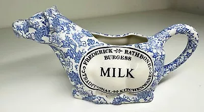 Buy FREDERICK RATHBONE BURGESS Traditional Blue & White Chintz Cow Creamer/ Milk Jug • 14.95£