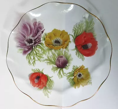 Buy Vintage Chance Glass Anemone  Gold Rimmed Fluted Edge Serving Plate 24.5 Cm • 6.55£