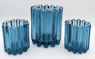 Buy Set Of 3 Blue Flashed Glass Votive Candle Holders • 13.98£