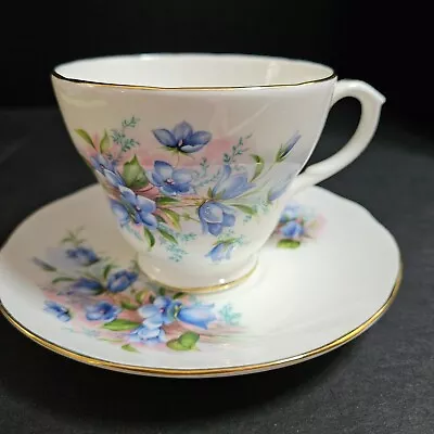 Buy Duchess Teacup Saucer Set Fine Bone China White Blue Floral England • 23.25£