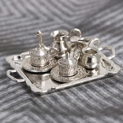 Buy 10pcs 1/12 Dollhouse Miniature Silver Metal Tea Coffee Tray TablewareA@_@ • 4.52£