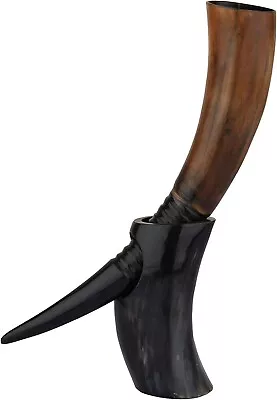 Buy Handmade Real Ox Horn Drinking Horn With Stand  Beer Viking Vessels RRP £36.99 • 28.99£