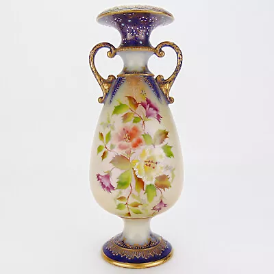 Buy Antique Carlton Ware Vase Blush Ivory Hibiscus W&R Hand Painted 22cm C1894 • 114.99£