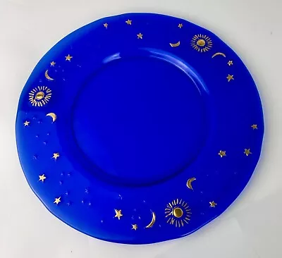 Buy Moon And Stars Celestial Cobalt Blue Glass Plate Or Charger IVV Italy • 32.62£