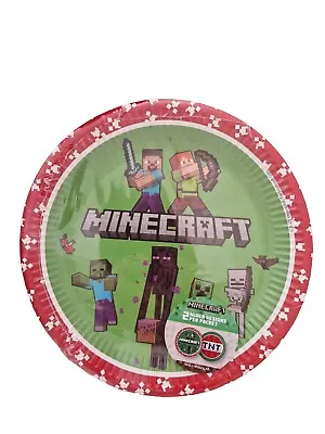 Buy Minecraft Paper Plates Birthday Party Tablewear 8 Pk 23cm • 3.99£