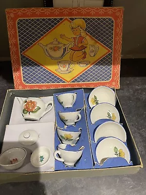 Buy Vintage Toy Tea Set China Child’s Tea Set 10 Pieces Flower Pattern 1950s. Boxed • 12£