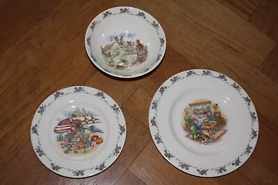 Buy Royal Doulton Bunnykins Children's Bowl And Plates, Excellent Condition, Vintage • 35£