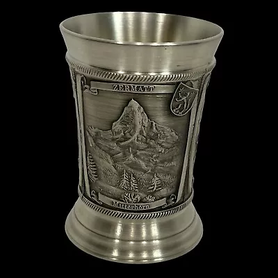 Buy Pewter Shot Glass Cup Swiss Zermatt Scenery 3D 4 Oz 95% Zinn Barware Souvenir • 14.21£